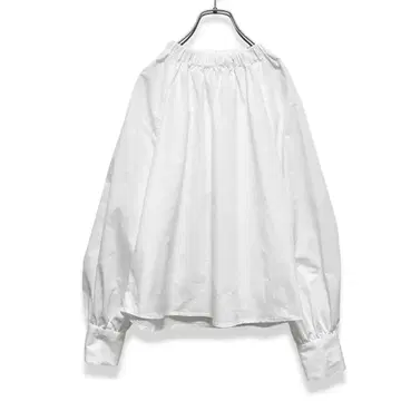 KBF 개더 넥 블라우스 스탠드 카라 걸리시 심플