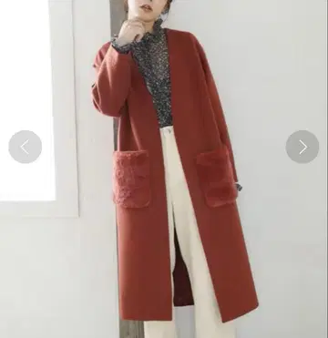 LOWRYSFARM 로리즈팜 퍼 포켓 롱 코트 M 빨간색