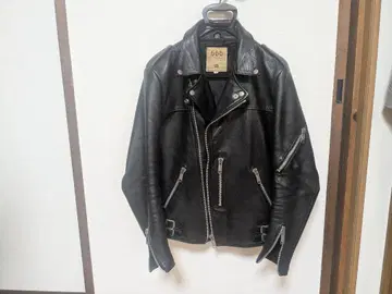 666 블랙 더블 라이더 자켓
