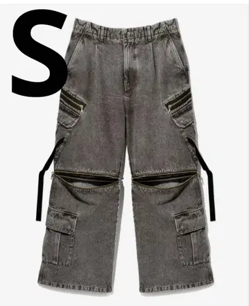 HARE ZIP 카고 데님 팬츠 그레이 S