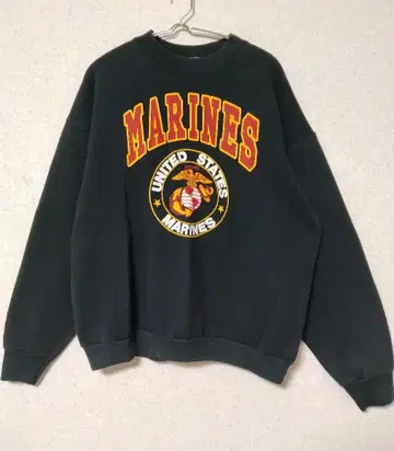 USA 제작 해군 구형 택 후르츠 맨투맨 블랙 MARINES XL