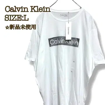 [ 새상품 ] 캘빈클라인 T셔츠 박스 그래픽 로고 화이트 L