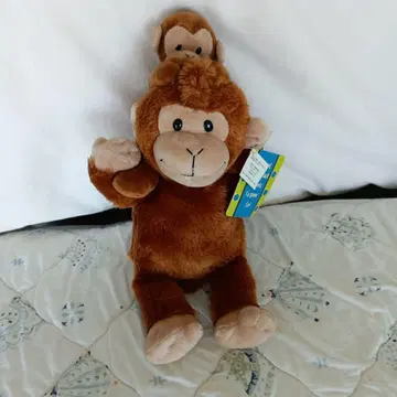 어미 원숭이와 아기 원숭이 봉제 인형 약 30cm 택 포함 새상품