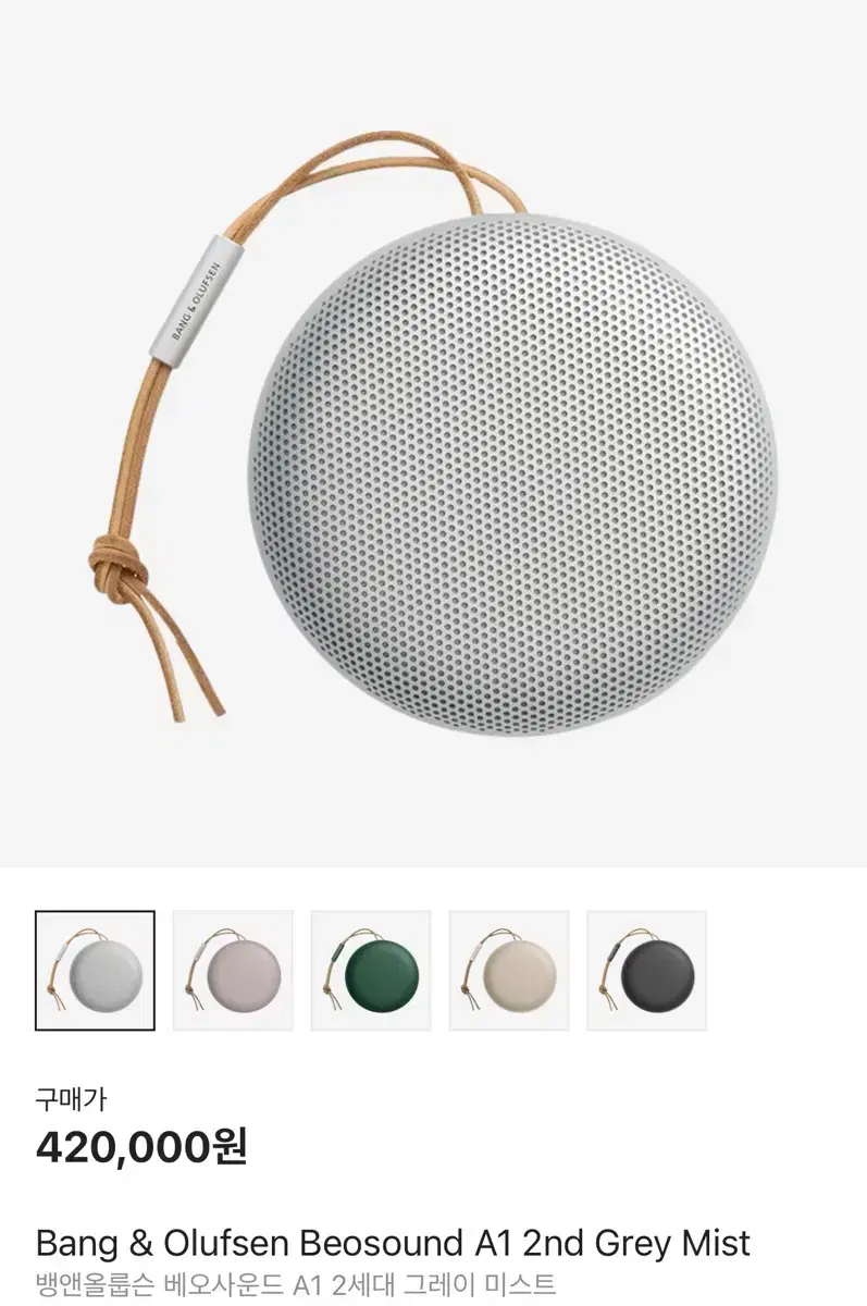 Bang &amp; Olufsen Beosound A1 2nd Generation Grey Mist