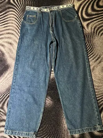 레어 90s 초와이드 KARL KANI 배기 데님 카고 팬츠 B계 w38