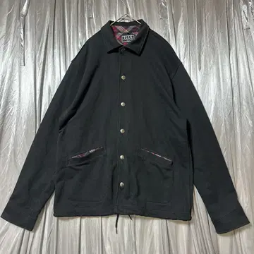 블랙 체크 라이너 스냅 버튼 자켓 XL ILLS 블랙