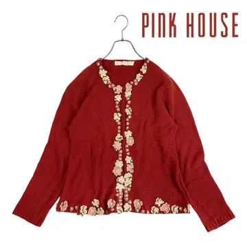 12T448 핑크 하우스 꽃무늬 자수 니트 가디건 겉옷 봄/가을/겨울