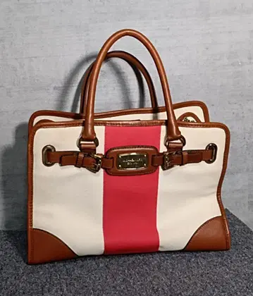 MICHEL KORS 아이보리/핑크 스트라이프 토트백