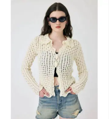 MOUSSY 마우지 오픈워크 니트 셔츠
