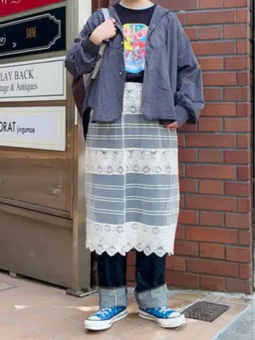 BEAMS BOY 빔즈 보이 레이스 스커트 에이프런