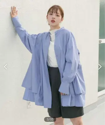 KBF 밑단 턱 미니 셔츠 원피스