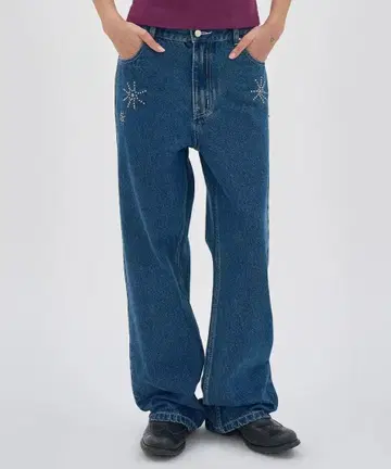 PARTIMENTO WOMEN Gemstone Wide Leg Denim