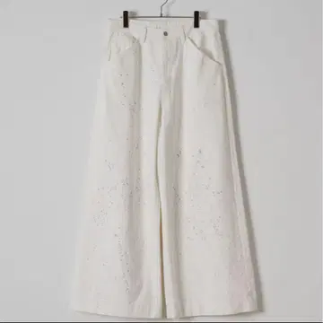 [ Casper John ] 핸드크라프트 데님 화이트 배기 데님