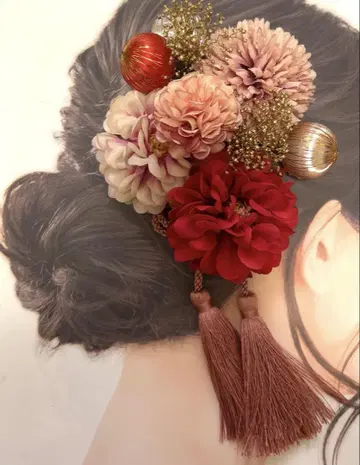 성인식 일본 의류 후리소데 시치고산 머리 장식