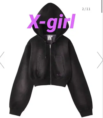 x-girl 보라색 크롭 후드티 ZIP UP HOODIE X-girl