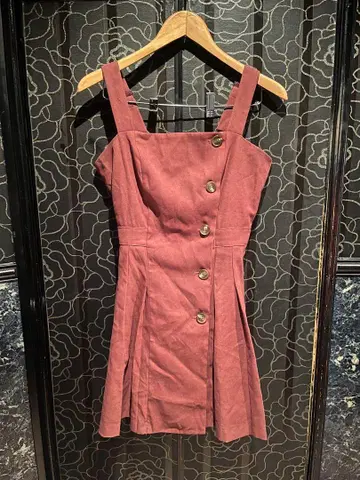 REDYAZEL 와인 레드 슬리브리스 원피스