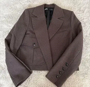 ZARA 새상품급 테일러드 자켓 체크 무늬 브라운