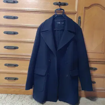 유니클로 블랙 울 피코트 더블