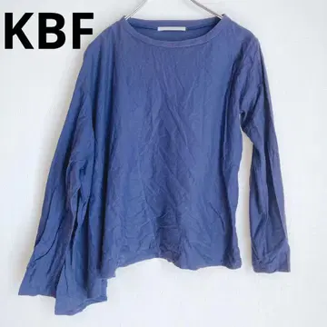 KBF 비대칭 긴팔 티셔츠 라운드넥 네이비 F
