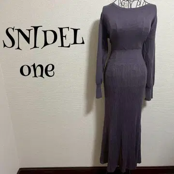 SNIDEL/one/리브 니트/롱 원피스/백리본/등 트임