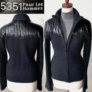 5351 POUR LES HOMMES 3만엔 정도 가죽 니트 자켓