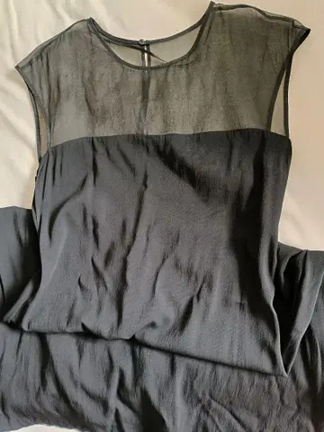 가격 인하 ZARA 시스루 블랙 원피스 무릎 아래 고급 기장