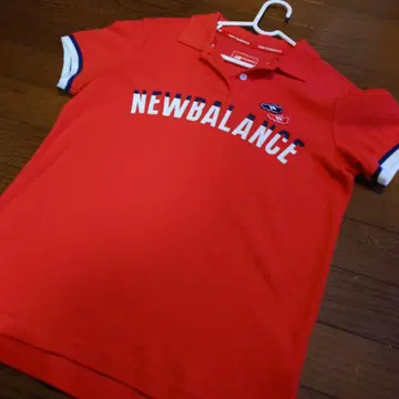 NEW BALANCE 빨간색 피케 셔츠 스트라이프 소매