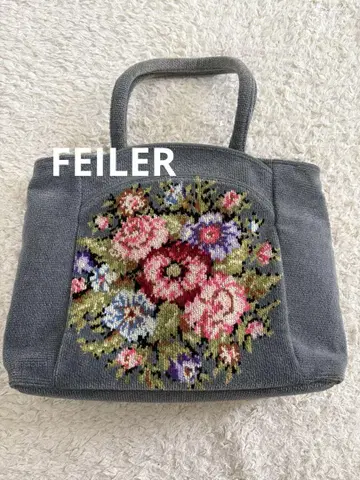 FILLER 꽃무늬 자수 핸드백 그레이 페이러