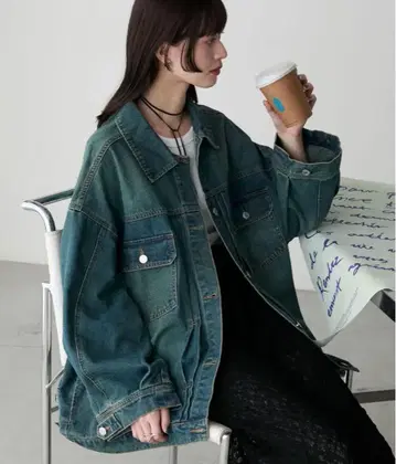 forksy. 오버 사이즈 2Way 실루엣 데님 자켓