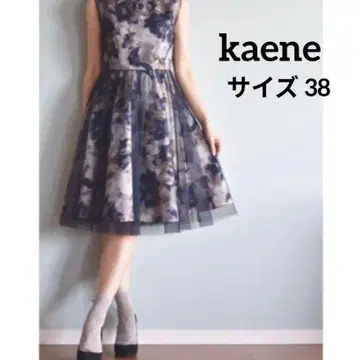 kaene 총 프린트 튤 레이어드 원피스 사이즈 38 포멀