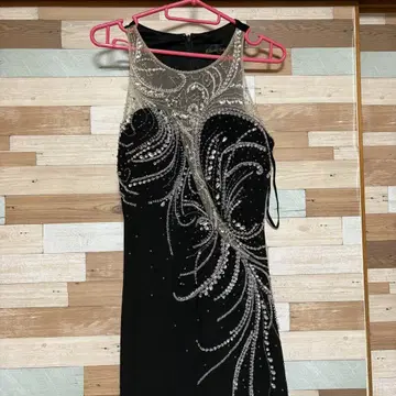 LuxeStyle 하이넥 블랙 롱 드레스 L (롱)