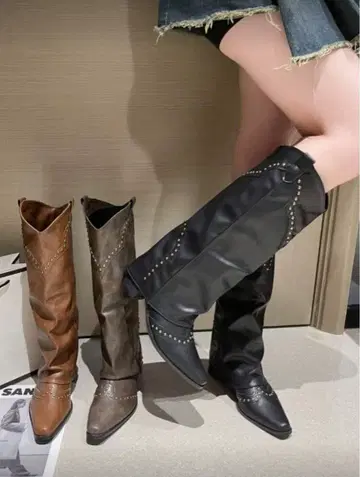 SHEIN 웨스턴 롱 부츠 블랙