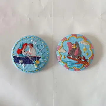 디즈니 자수 캔뱃지 아리엘 덤보 2개 세트