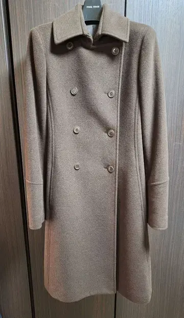 브라운 더블 브레스트 롱 코트