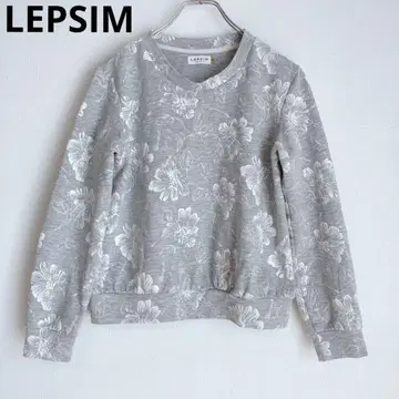 립심 꽃무늬 긴팔 맨투맨 면 혼방 쿨넥 상의 그레이 M