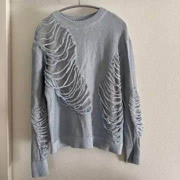 ZARA 크러쉬 가공 니트 스웨터 아이스 블루 S 사이즈