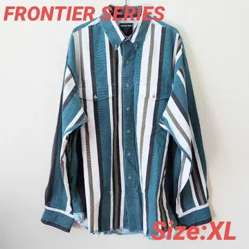 FRONTIER SERIES 스트라이프 긴팔 버튼 다운 셔츠 사이즈 XL