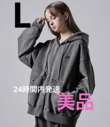 [ 새상품급 최저가 ] CLEL 헤비웨이트 로고 자수 풀 집업 후드티