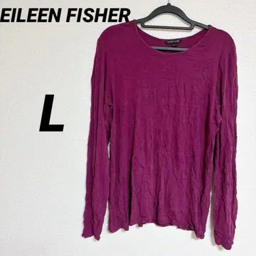 EILEEN FISHER 퍼플 실크 100% 긴팔 [ L ] 여성용