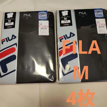 FILA 이너 M 반팔 둥근넥 T셔츠 4개 블랙 남성용 DRY