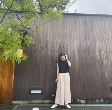 OURHOME 윤기 나는 와이드 팬츠