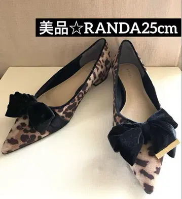 RANDA 레오파드 무늬 벨로아 리본 펌프스 스틸레토