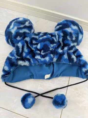미키 팬캡 파랑 카모 패턴 미키 귀달이 모자