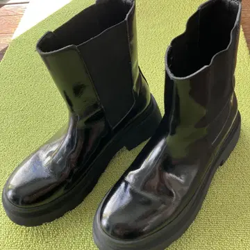 블랙 사이드 고어 부츠 통굽