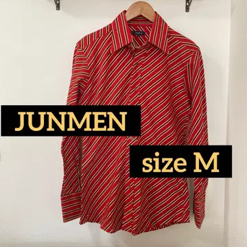 JUNMEN 스트라이프 셔츠 레드 M 사이즈
