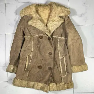 빈티지 리얼 무스탕 내 보아 가죽 자켓 라이트 브라운