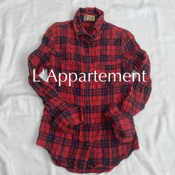 L'Appartement 주름 가공 스트레치 체크 셔츠 일본제