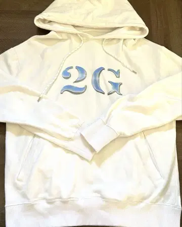화이트 2G 프린트 후드티