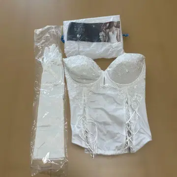 마터니티 화이트 코르셋과 장갑 세트