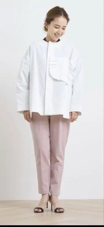 yori 소프트 속기모 컬러 팬츠 2022AW 핑크 36 허리밴딩
